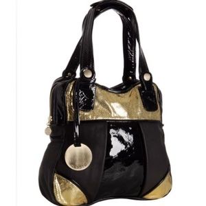Like new Gustto Prato mixed gold snake patent shoulder tote bag